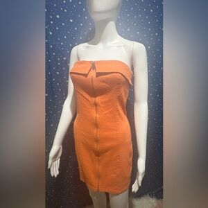 Le Lis Orange Strapless Bodycon Dress Size Small NWT